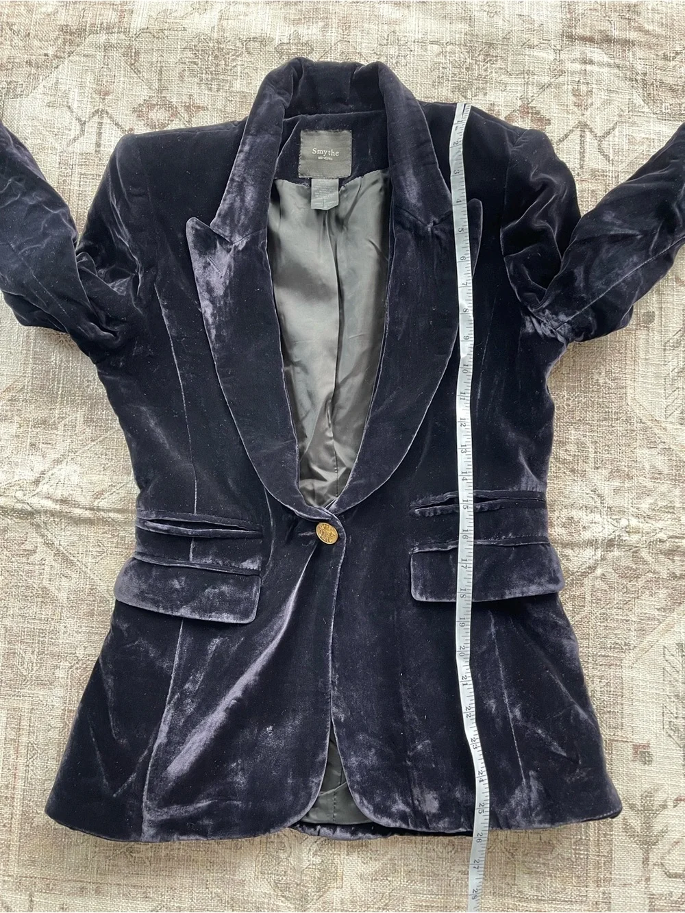 Smythe Velvet Single-Button Blazer in Dark Navy - Picture 7 of 9